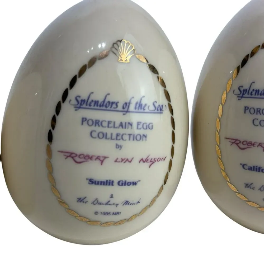 Set of 3 Robert Lyn Nelson Porcelain Eggs Splendors of the Sea Series